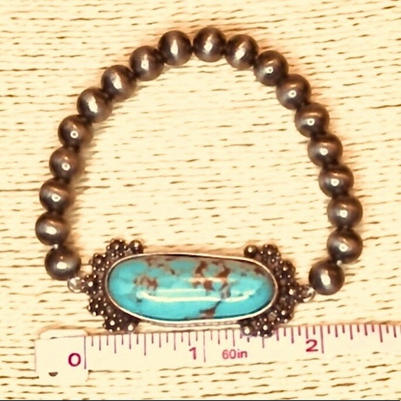 TURQUOISE CONCHO NAVAJO PEARLS BRACELET LAST 1 STRETCHES TO FIT ALL  NEW - Picture 3 of 13